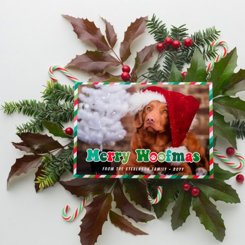 Green Red Mint Retro Merry Woofmas Dog Christmas Holiday Card