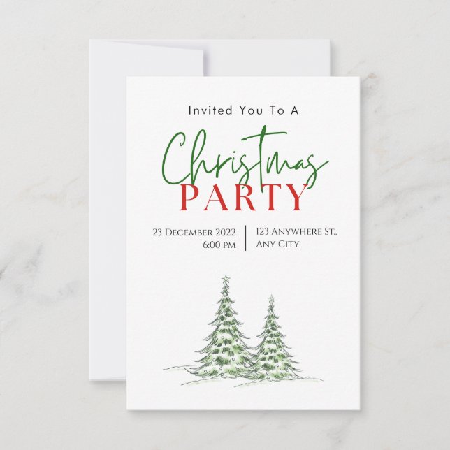 Green Red Modern Christmas Party Invitation (Front)