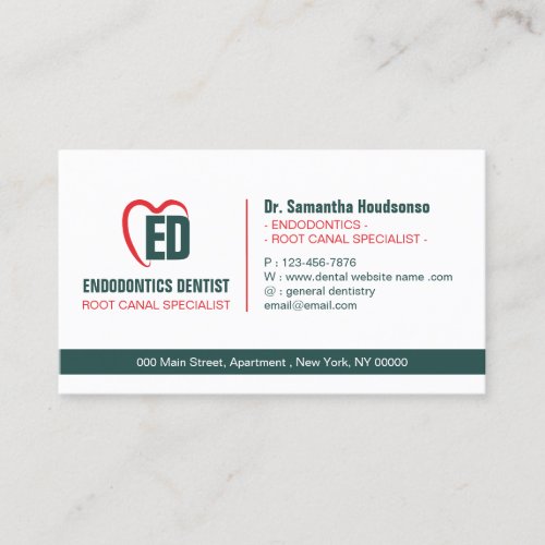 Green Red Modern Formal Branding Dental Business Card
