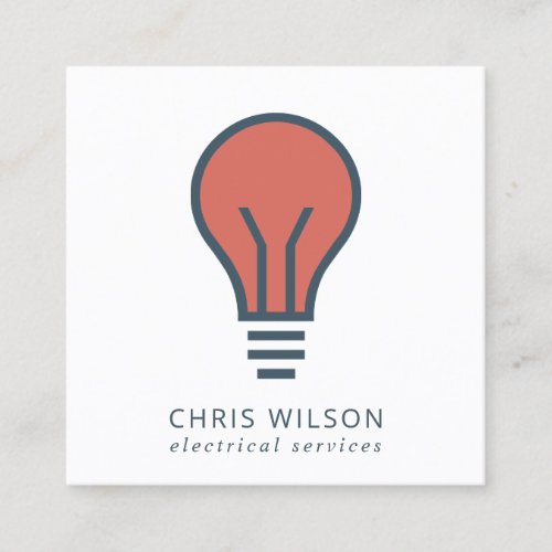 GREEN RED NAVY ELECTIC BULB ELECTRICIAN ELECTRIC SQUARE BUSINESS CARD