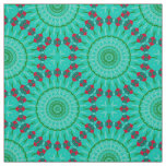 Green &amp; Red Op Art Kaleidoscope Geometric Pattern Fabric