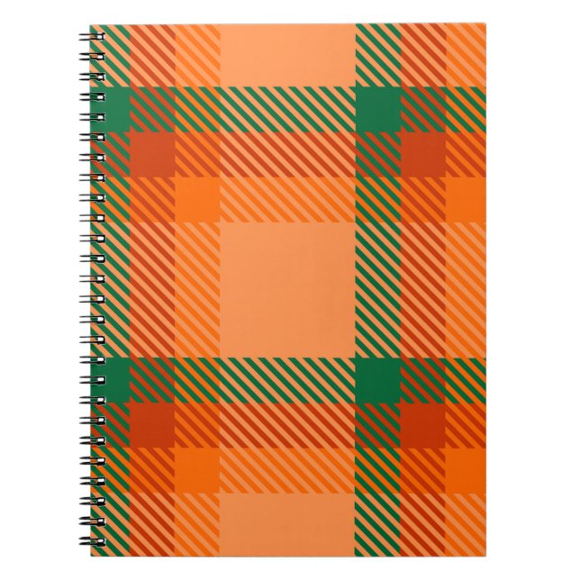 Green, Red, Orange and Beige Tartan Plaid Scottish Notebook (Front)