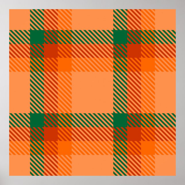 Green, Red, Orange and Beige Tartan Plaid Scottish Poster (Front)