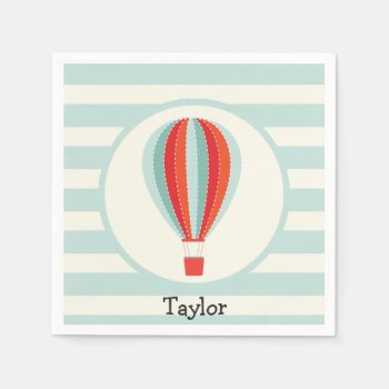 Green  Red  Orange Hot Air Balloon Paper Napkins by Birthday_Party_House at Zazzle