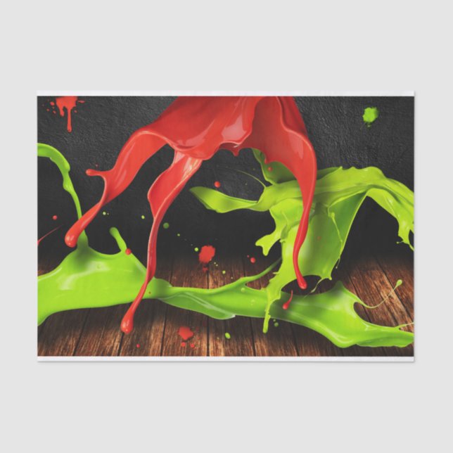 Green red paint tissue paper (Front)