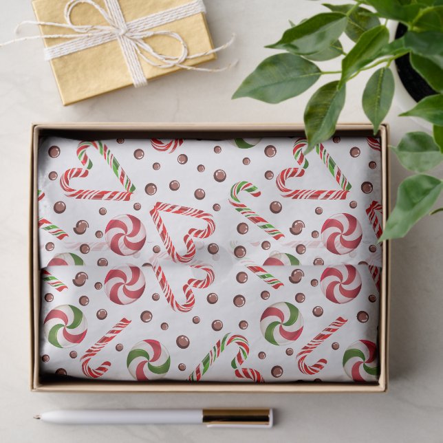 Green Red Peppermint Candy Cane Swirl Holiday Gift Tissue Paper (Gift)