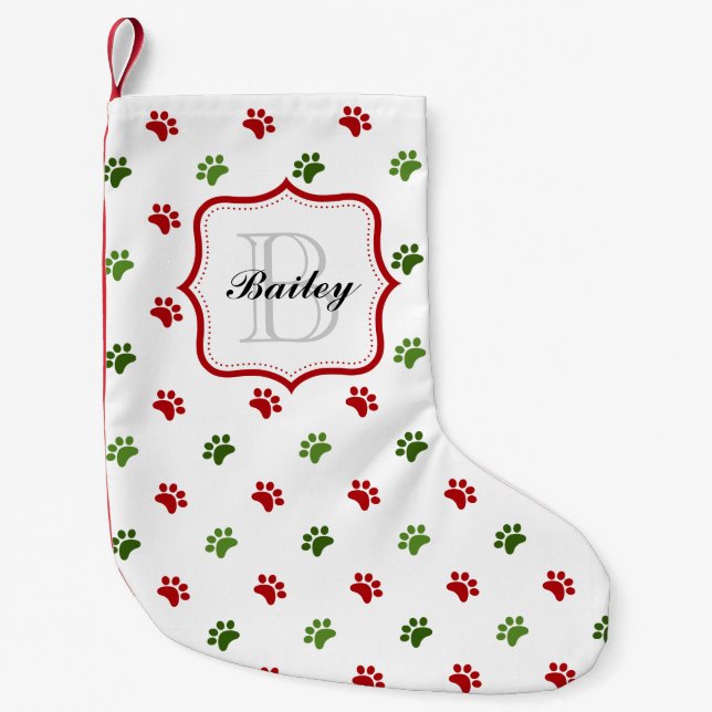 Green Red Personalized Pet Name Christmas Small Christmas Stocking (Front)