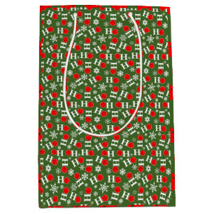 Green Red Pickleball Christmas Ho Ho Ho Snowflake Medium Gift Bag