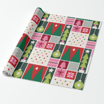 Green Red Pink Geometric Modern Christmas Wrapping