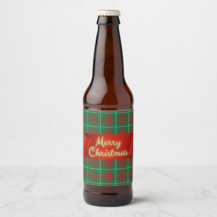 Green & Red Plaid Beer Bottle Label