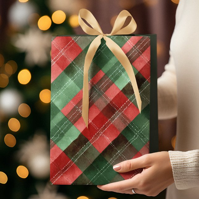 Green & Red Plaid Christmas Gift Bag (Creator Uploaded)