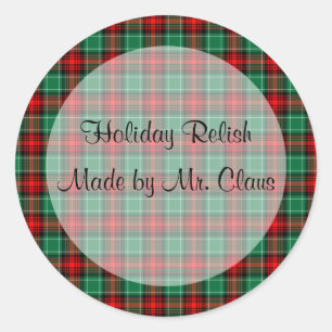 Green Red Plaid Custom Holiday Canning Jar Labels
