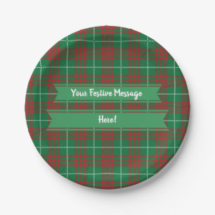 Green & Red Plaid Paper Plates