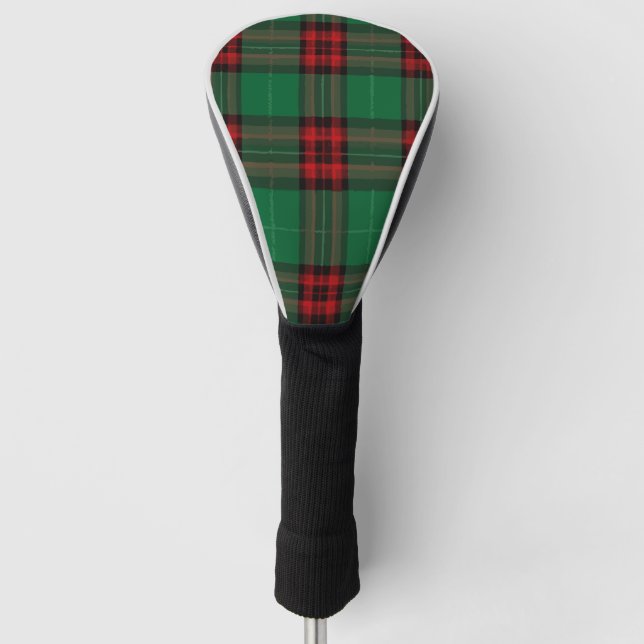 Green & Red Plaid Pattern – Classic Stylish Design Golf Head Cover (Front)