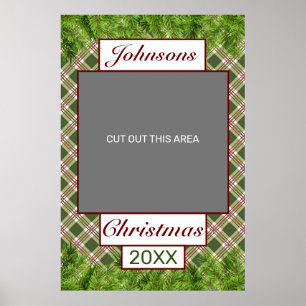 Green Red Plaid & Pine Merry Christmas Photo Prop Poster