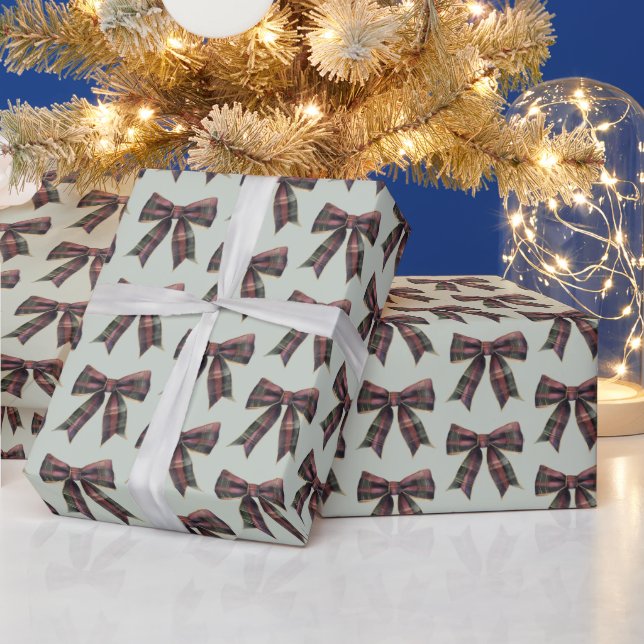 Green Red Plaid Stripes Christmas Wrapping Paper (Holidays)