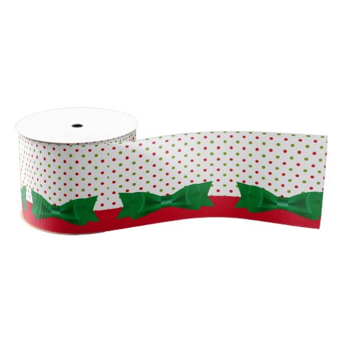 Green  Red Polka Dot Bow Tie Merry Christmas Grosgrain Ribbon