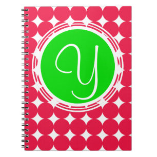 Green & Red Polka Dot Monogram Notebook