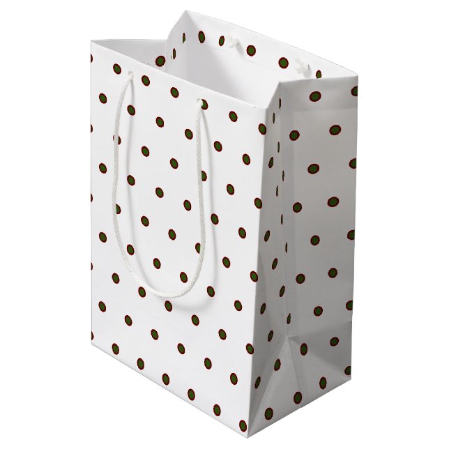 Green Red Polka Dots Christmas Gift Bag (Back Angled)