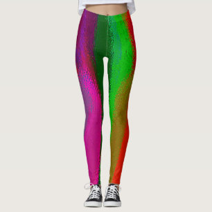 Green Red Purple Abstract Painting Leggings