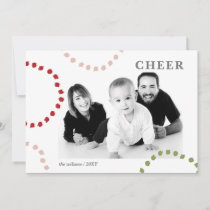 Green Red Retro Circles Cheer Mod Minimal Photo Holiday Card