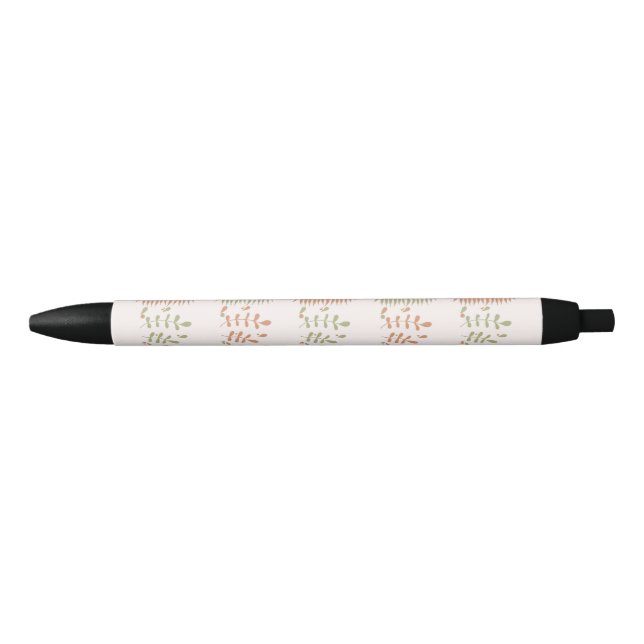 Green Red Retro Vintage Leaf Pattern  Pen (Front)