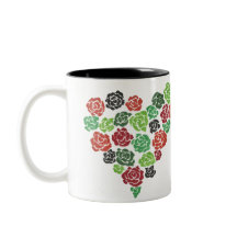Green & Red Roses Floral Coffee Mug