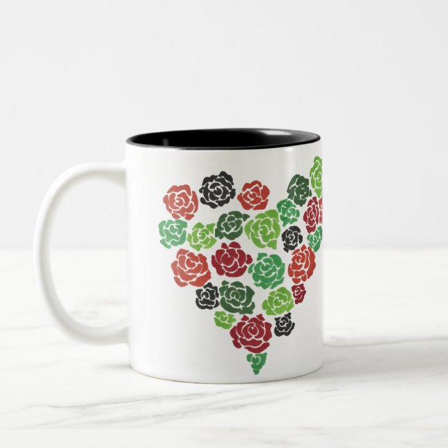 Green & Red Roses Floral Coffee Mug (Left)