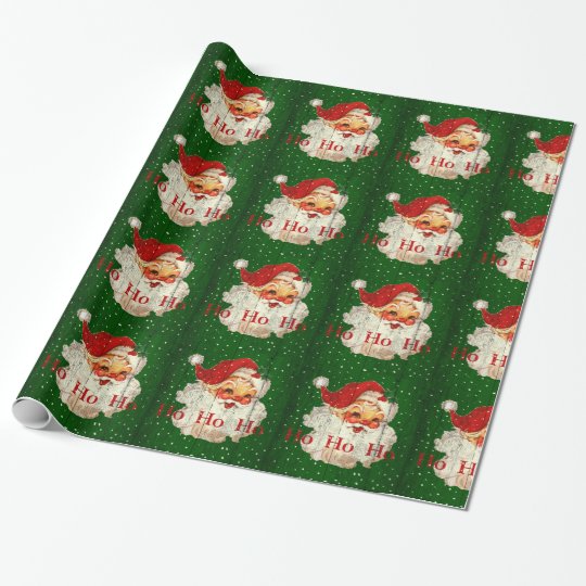 Green Red Santa Claus Ho Ho Ho Wrapping Paper | Zazzle.com