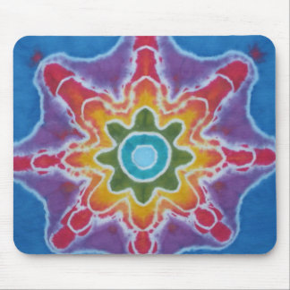 Green & Red Star Blue Background Tie Dye Mouse Pad