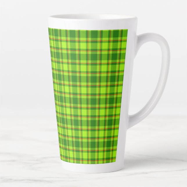 Green Red Tartan Checkered Plaid Pattern-55788 Latte Mug (Right)