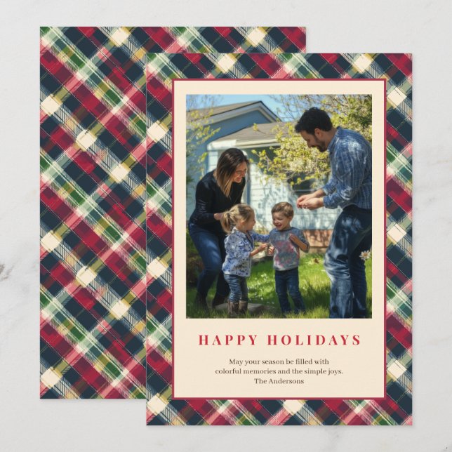 Green Red Tartan Plaid Custom Family Photo Holiday (Front/Back)