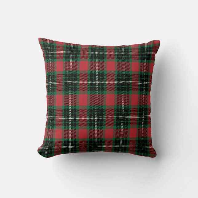  Green & Red Tartan  Throw Pillow (Front)
