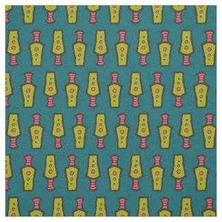 Green, Red, Teal, Black Abstract Tribal Design Fabric