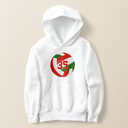 green red team colors jersey number volleyball hoodie