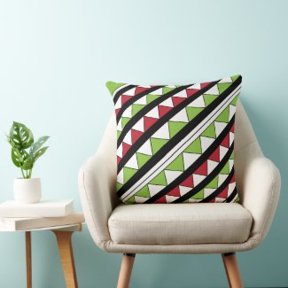 Green Red Triangles Black Diagonal Stripes Pattern