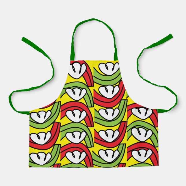 Green Red Vegetable Flower Pattern Kids Apron (Front)