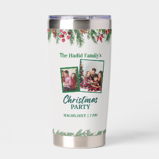 Green & Red Vintage Photo Family Christmas Party Insulated Tumbler