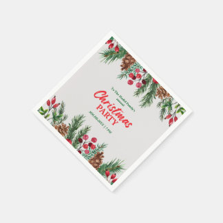 Green & Red Vintage Photo Family Christmas Party Napkins