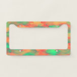 [ Thumbnail: Green, Red Watercolor-Like Abstract Pattern License Plate Frame ]