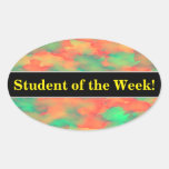 [ Thumbnail: Green, Red Watercolor-Like Abstract Pattern Sticker ]