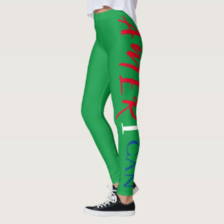 Green Red White Blue Black Woman African America Leggings