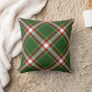 Green Red White Buffalo Lumberjack Plaid Pattern Throw Pillow