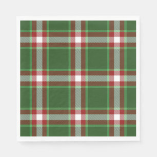 Green Red White Cool Red Lumberjack Plaid Pattern Napkins