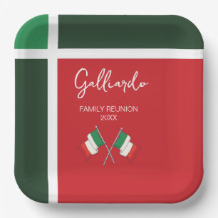 Green Red White Modern Italian Family Reunion Paper Plates