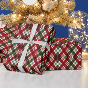 Green Red White Plaid Christmas Wrapping Paper