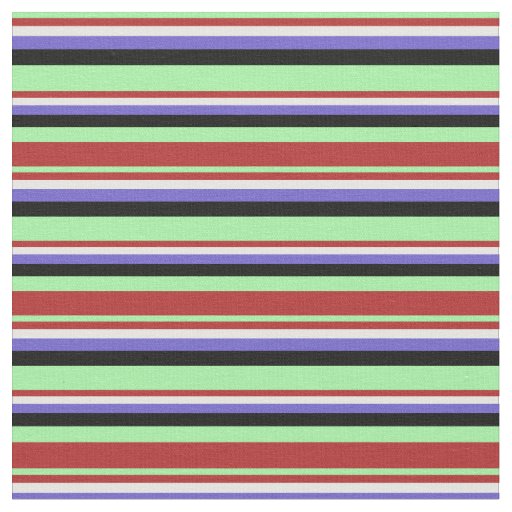 Green, Red, White, Slate Blue & Black Lines Fabric