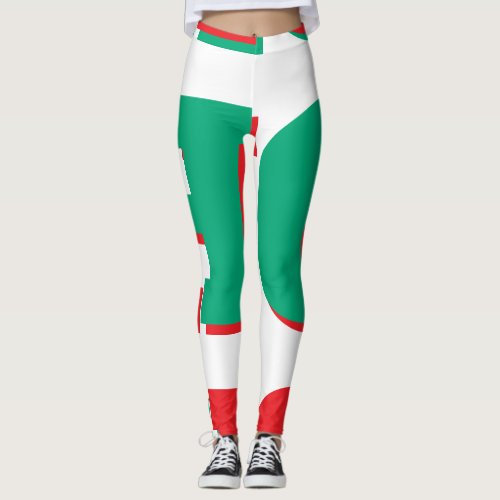 Green Red White Sporty Leggings – Athletic Color