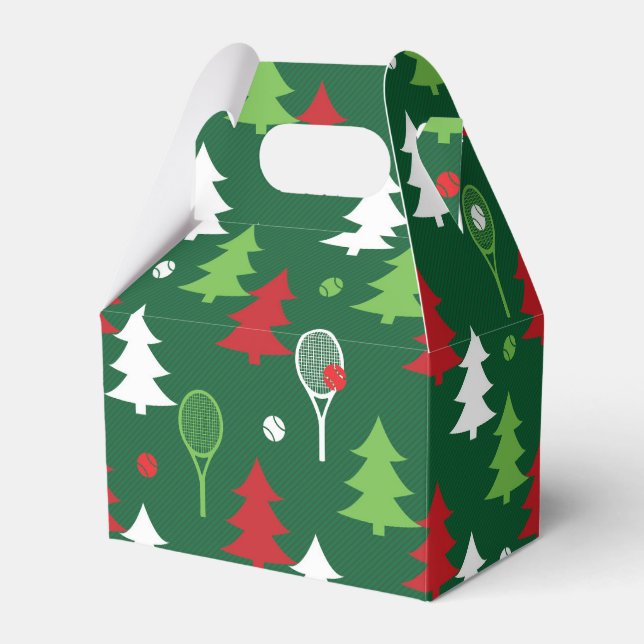 Green💚💔🤍, red, white tennis Christmas  Favor Boxes (Front Side)