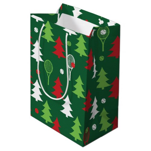 Green red white tennis Christmas  Medium Gift Bag